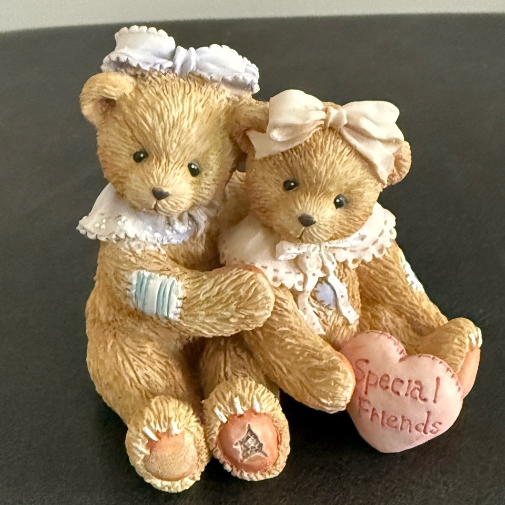 Enesco Beige Teddy Bear Couple Figurine with Pink Heart Accent